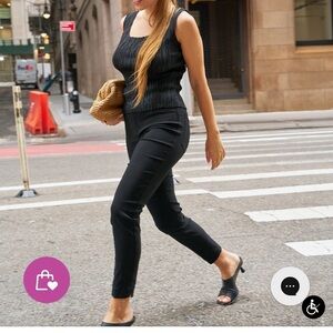 Slim-Sation Stretch Support Ankle Pants women’s sz 10PS Black slimming wear NWOT